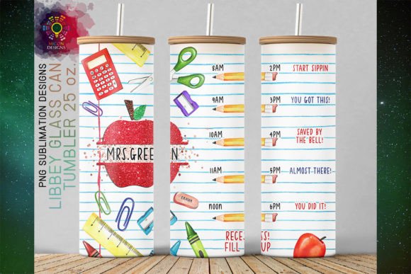 Apple Teacher Name Water Tracker 25 Oz