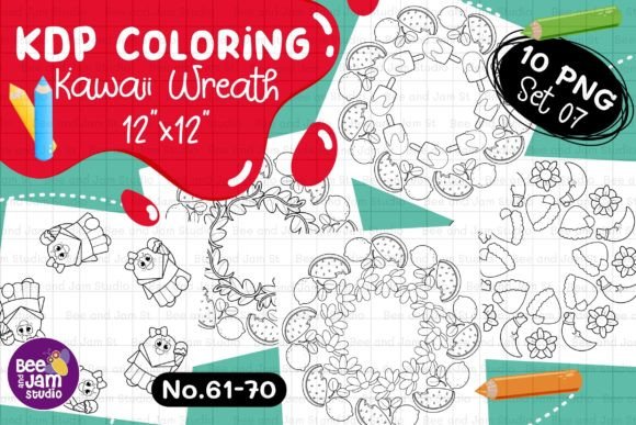KDP Coloring Kawaii Wreath PNG Set-07: A Versatile Tool for Creative Expression