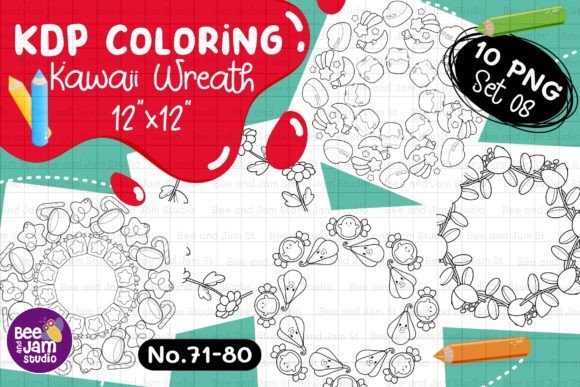 KDP Coloring Kawaii Wreath PNG Set-08: A Versatile Tool for Creative Expression