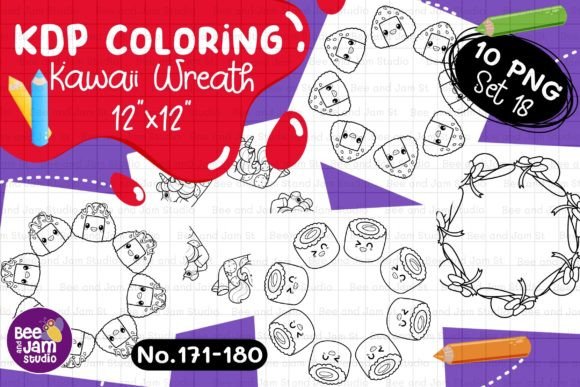 KDP Coloring Kawaii Wreath PNG Set-18: A Strategic Asset for Creative Professionals