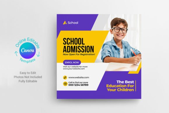 Maximize School Recruitment with the School Admission Post Canva Template